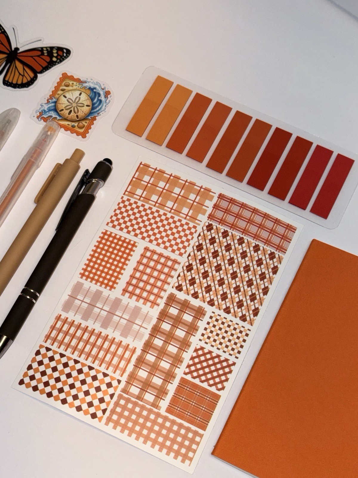 Floral Multi Colored Journal with various Orange Stationary 18 pc Lot