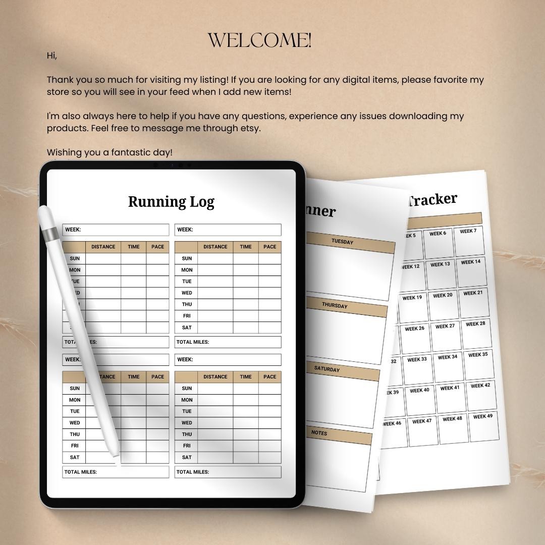 Digital Workout Planner Printable Fitness Tracker Weight Loss Meal Habit Log PDF