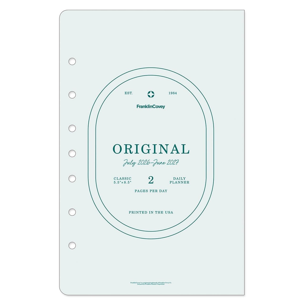Ring-Bound Planner Refill – Two Pages Per Day, Classic Size, Jul 2026 – Jun 2027
