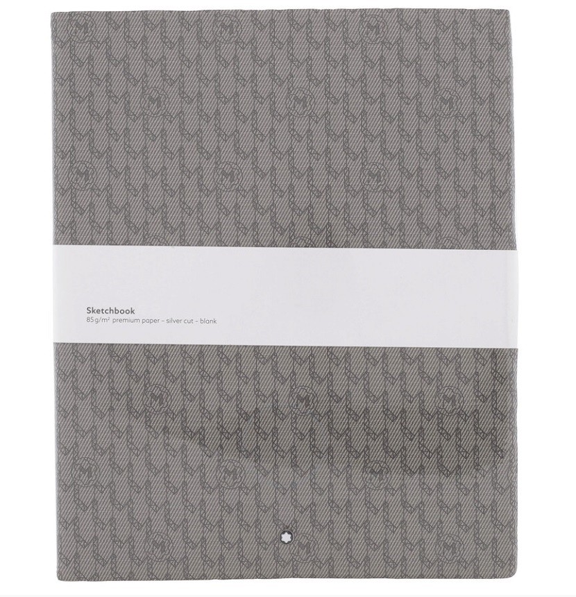 Montblanc Notebook #146 Gray Logo Print Lined Silver Cut Notebook 117194