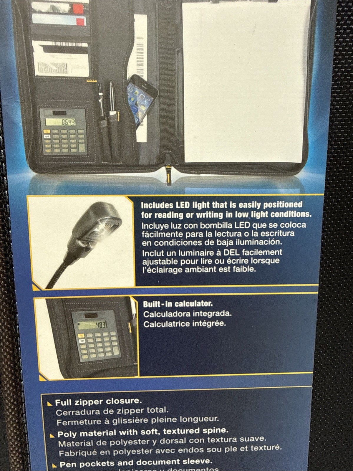 New CLC Tech Gear Lighted Pro Contractors Business Portfolio w/ Calculator L217