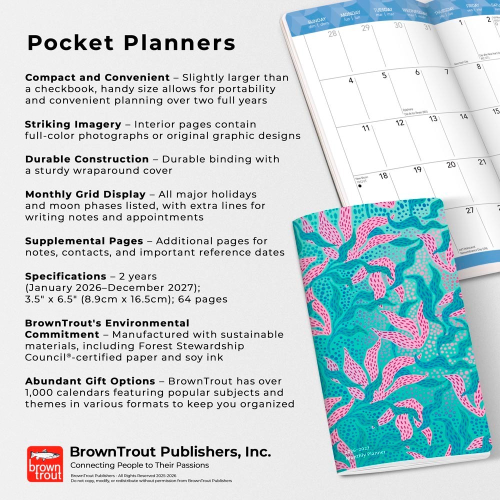 Ariel Collection | 2026-2027 3.5×6.5″ Monthly Pocket Planner Calendar