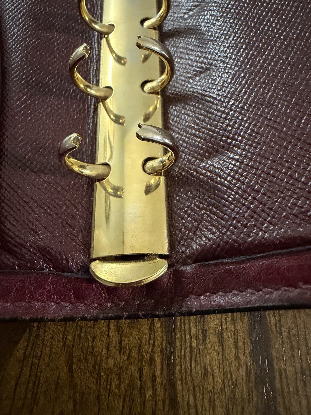 Gucci Address Book Holder Burgundy Leather With Gold tone Hardware