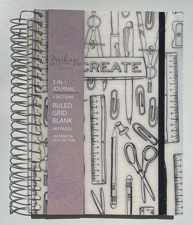 Markings By C. R. Gibson 3-IN-1 Notebook Journal Ruled Grid Blank 480 Pages