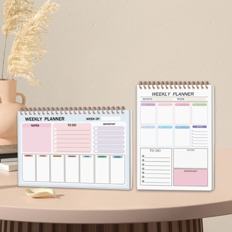 Weekly Planners Notepads With Coil Binding And Waterproof PP Cover For Daily