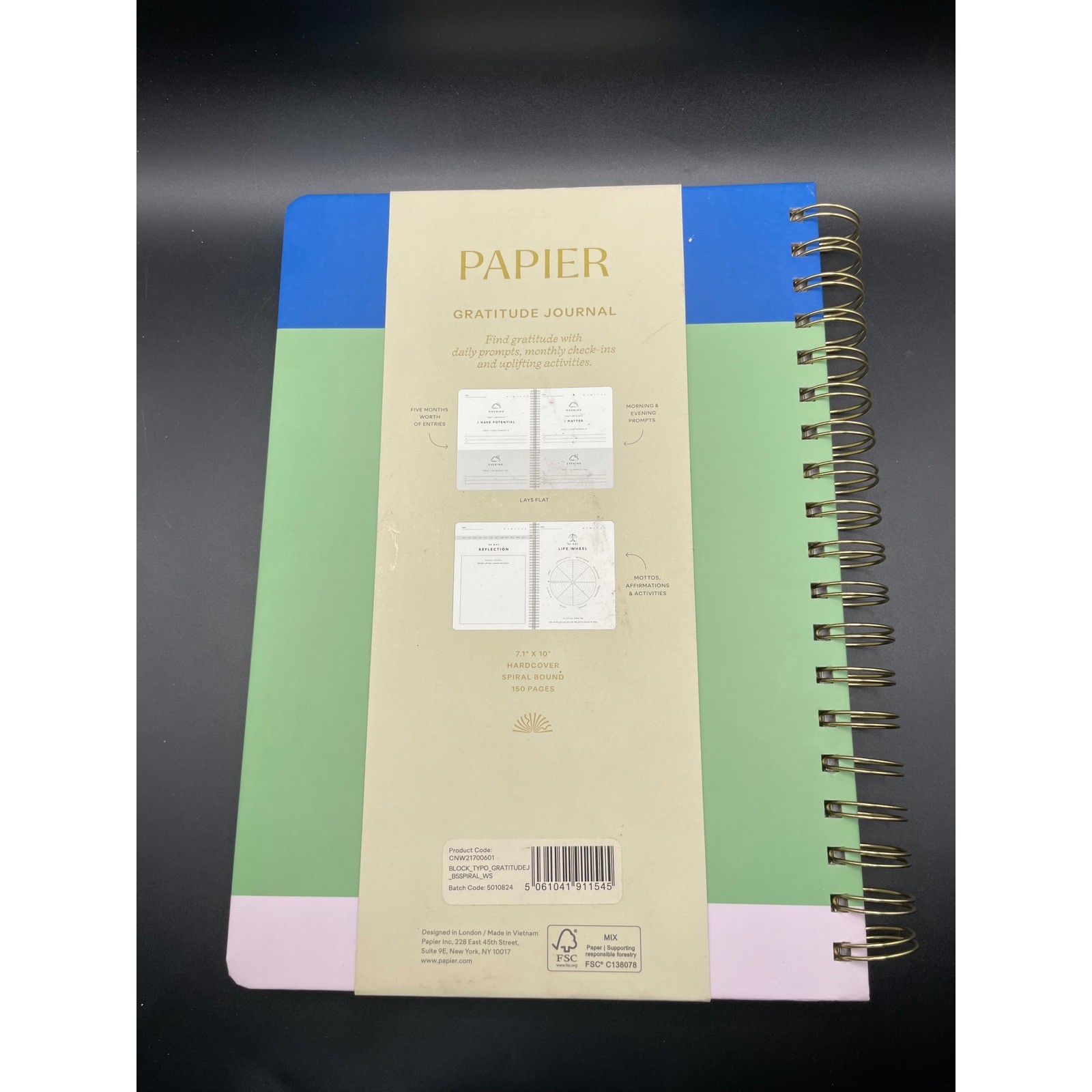 Papier Gratitude Journal Daily Thanks For A Grateful Heart 5 Month Undated Green