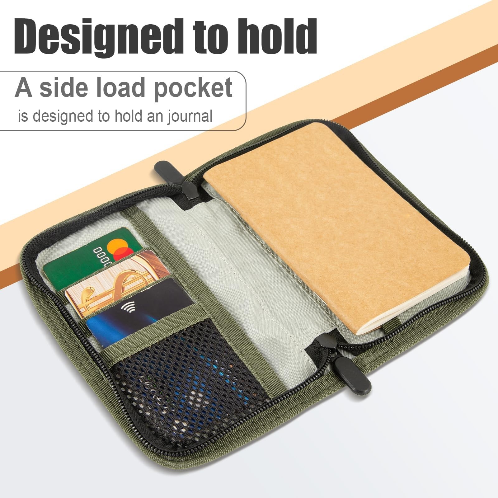 Water Resistant Pocket Notebook Cover with Zipper & Pen Holder – 3.5×5.5 EDC Jou