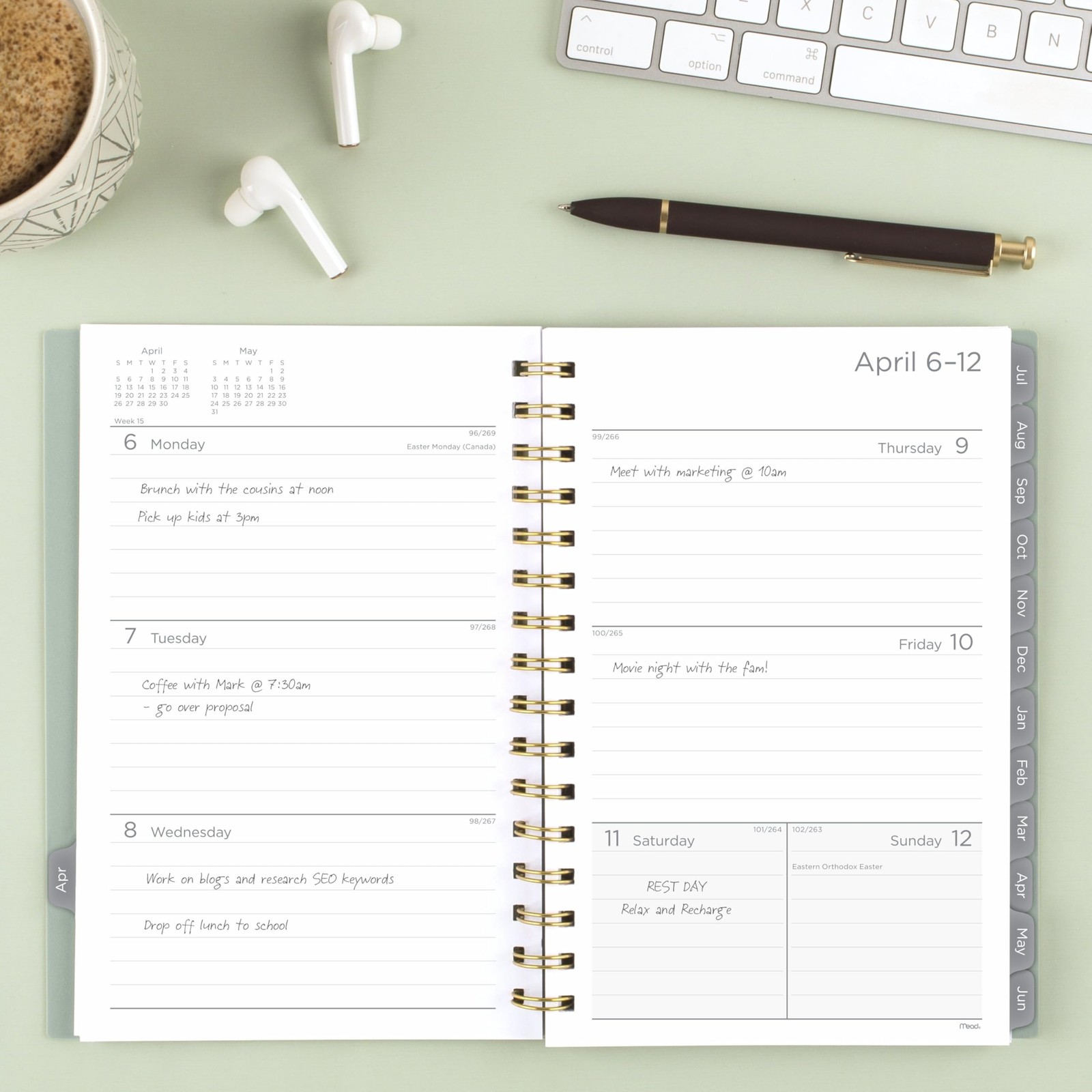 Mead Planner 2026-2027 Weekly & Monthly Academic 5.5″W x 8.5″H, Soft Grass