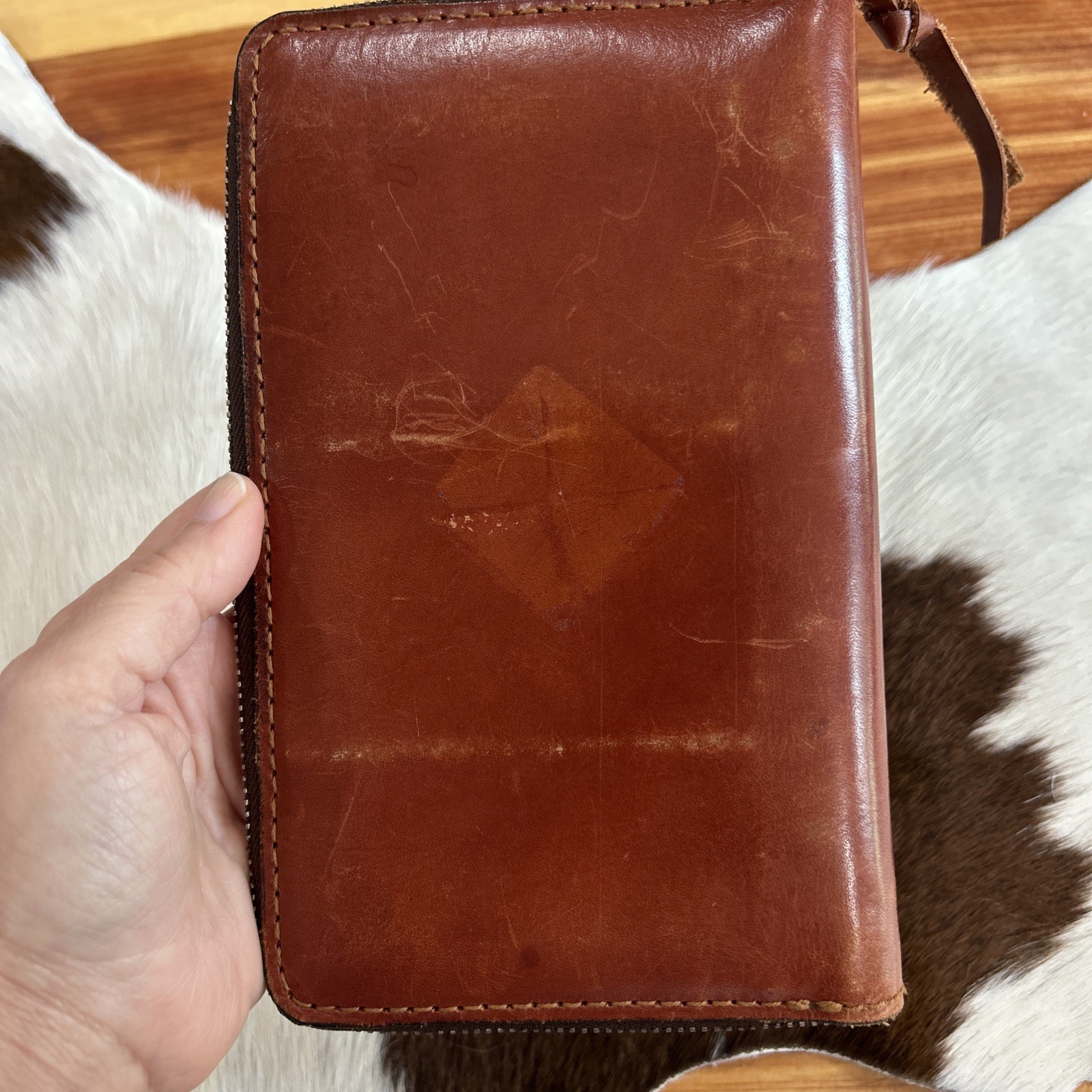 Vintage Planner Organizer Binder Leather Brown
