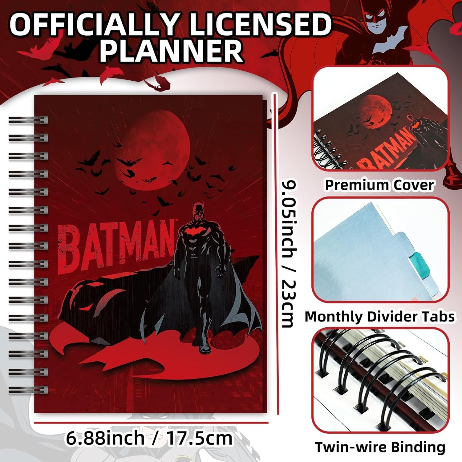 Batman 2026 Planner Undated Daily Weekly Monthly Organizer with Calendar Habi…