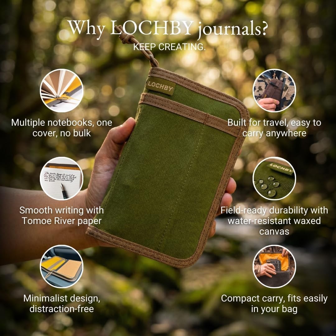 Durable Pocket Journal | Tomoe River Paper | Olive Waxed Canvas EDC Notebook