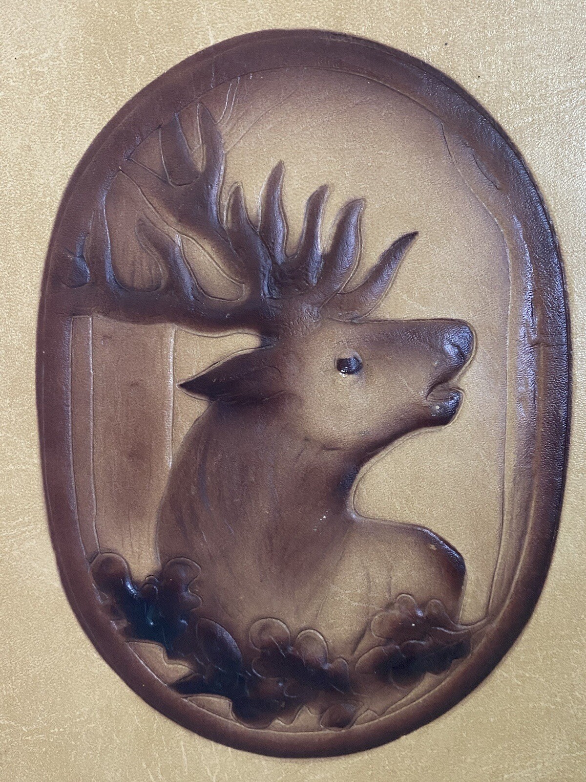 Vintage Business Leather Art Folio Padfolio Cover Embossed Tooled Deer Handmade