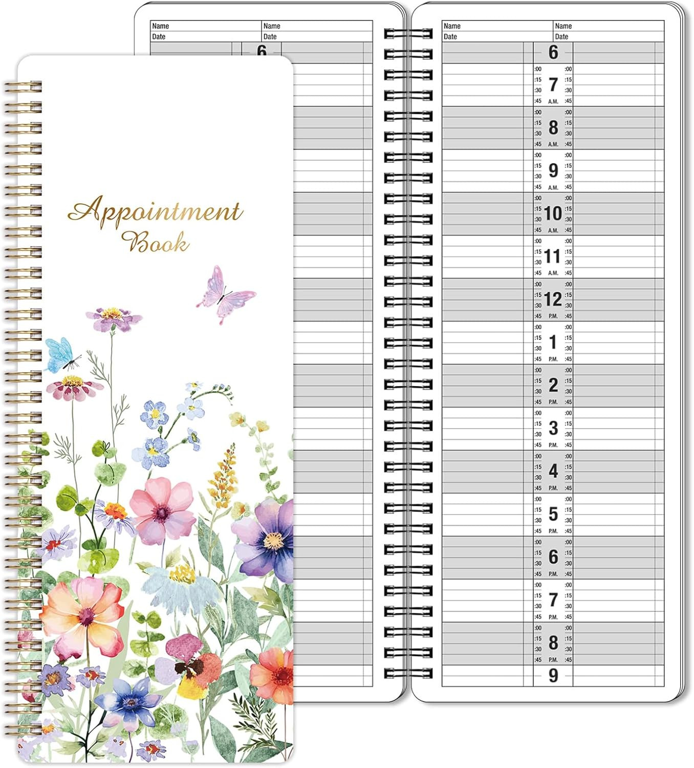 Salon Appointment Book – 11.5″ X 4.7″, 2 Columns, Undated, 6 AM – 9 PM, Professi