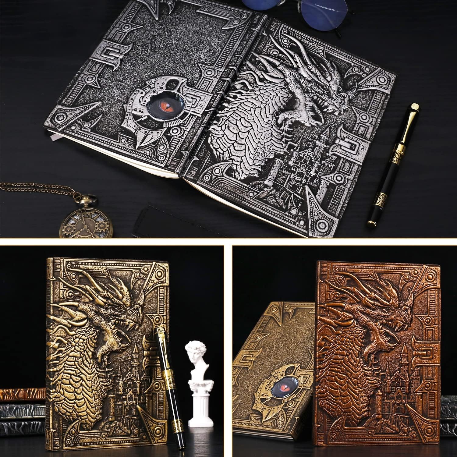 200-Page Vintage Dragon Journal – Handmade Fantasy Writing Notebook