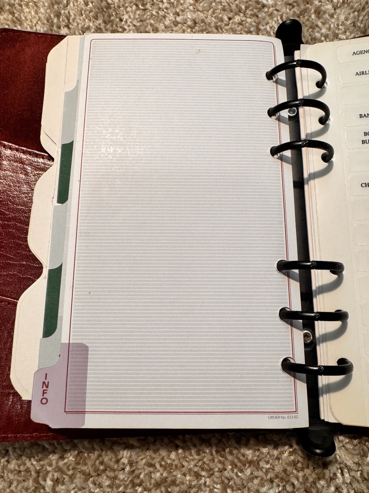 Vtg Day Runner Red Genuine Leather Planner 6-Ring Binder Compact Organizer + Tab