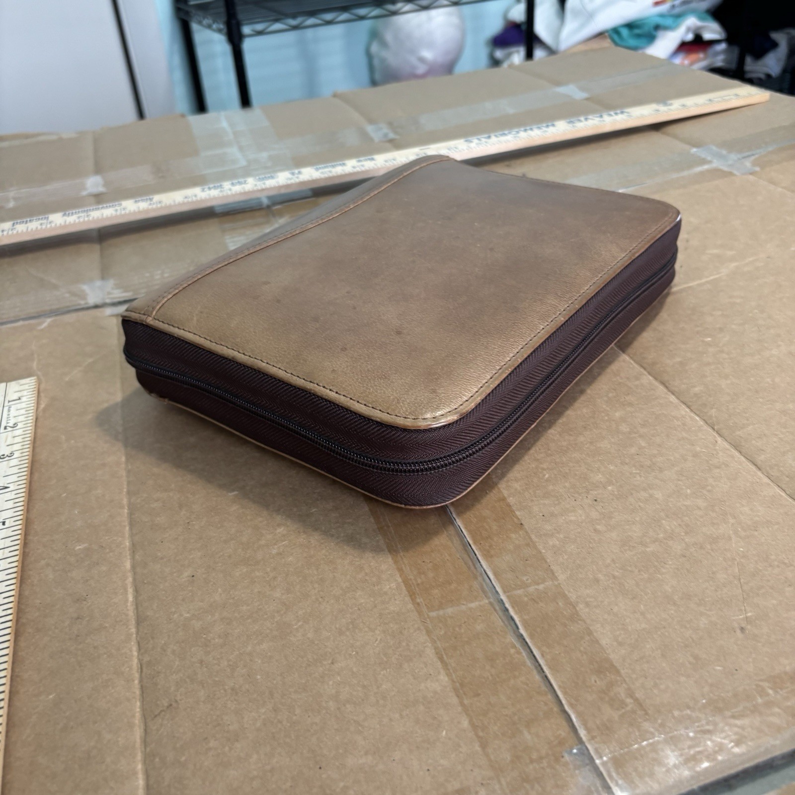 Vintage Franklin Covey 7 Ring Full Grain Italian Leather Classic Brown Planner