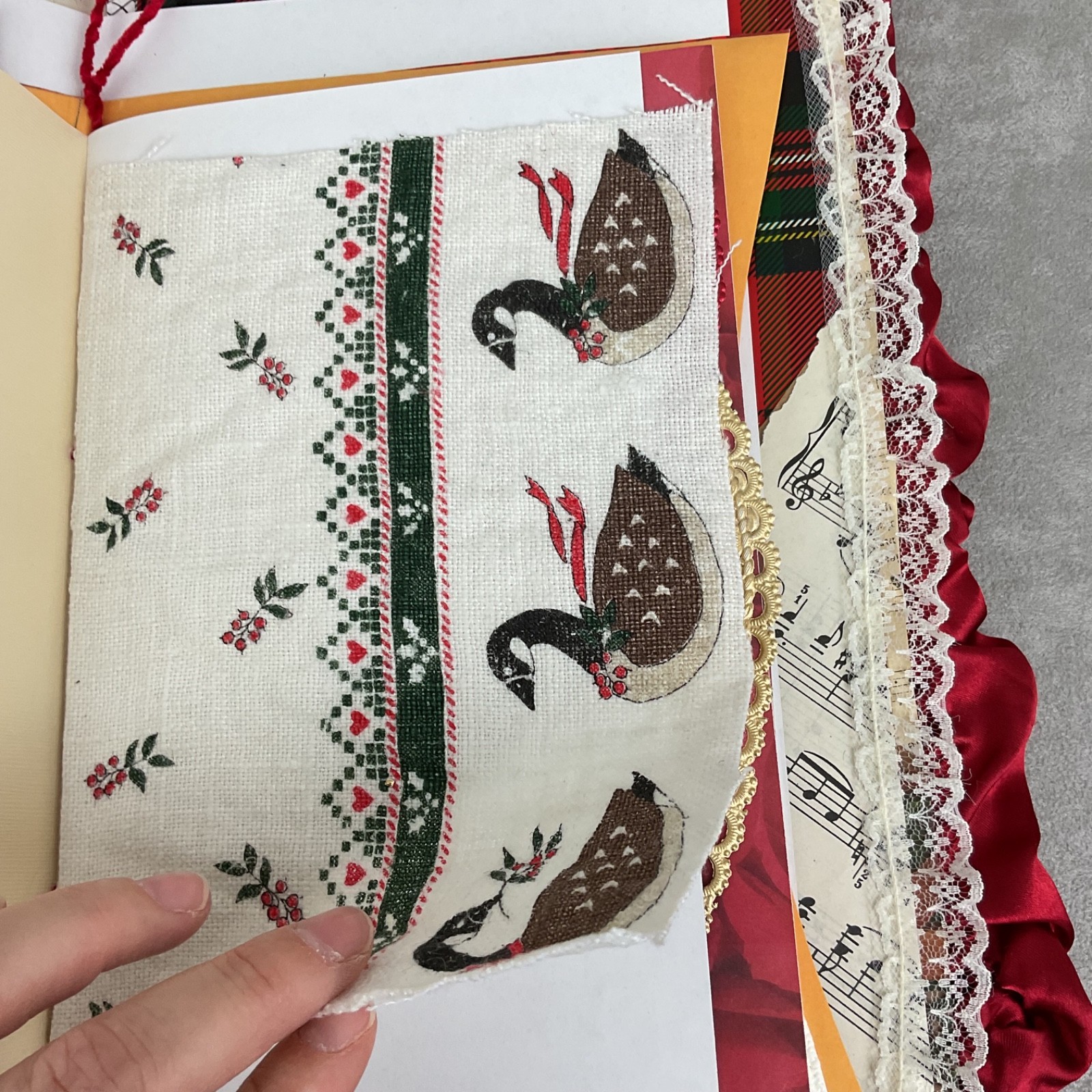 Handmade Christmas Junk Journal – 86 pages mixed media art book – quilted plaid