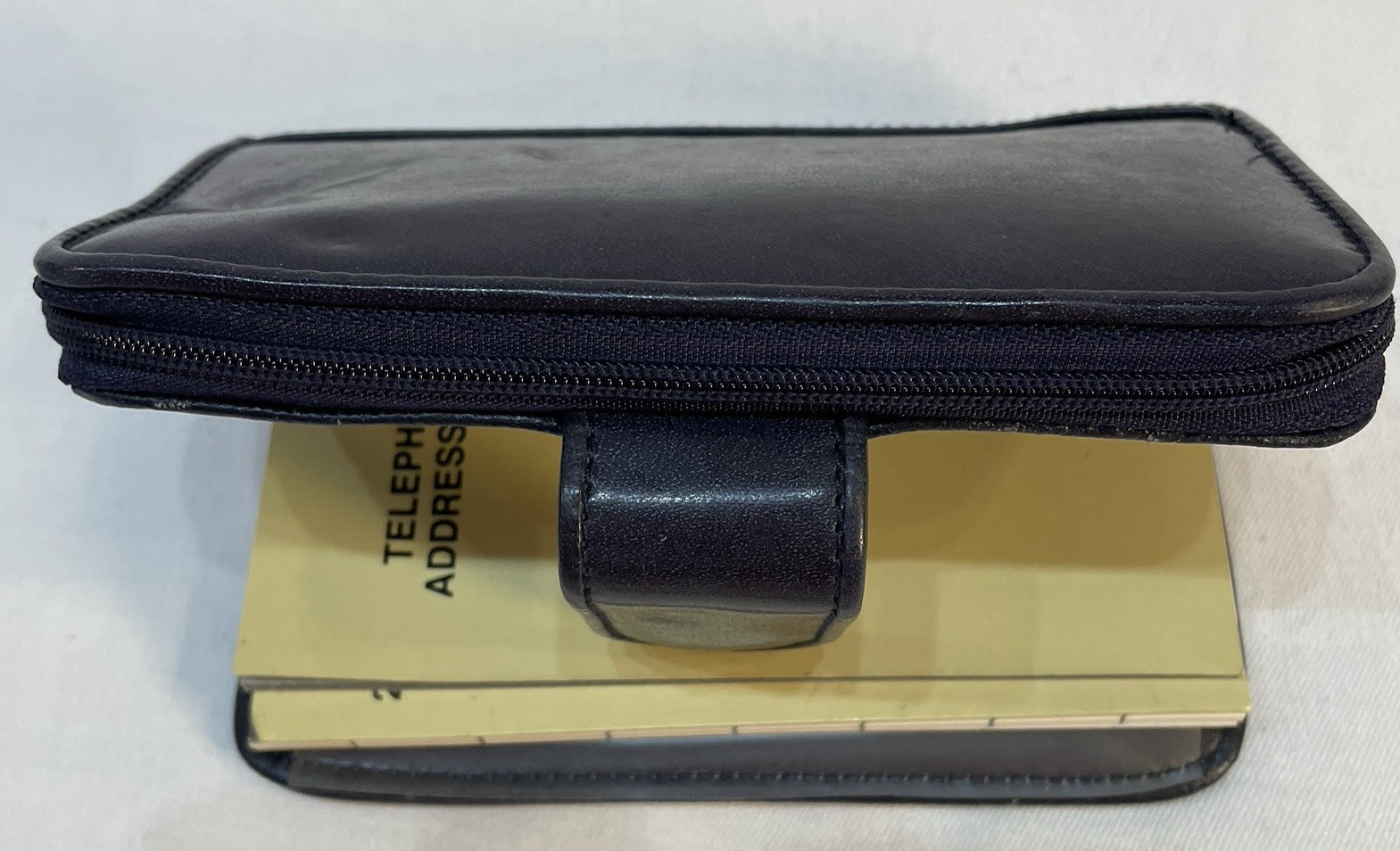 Vintage 80’s-90’s Women’s Organizer Planner Wallet Snap Tab Zip Navy Blue
