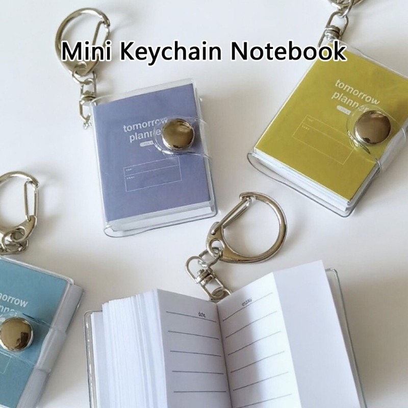 5Pcs Miniature Notebook With Keyring Tiny PVC Notebook Small Memobook Keychain