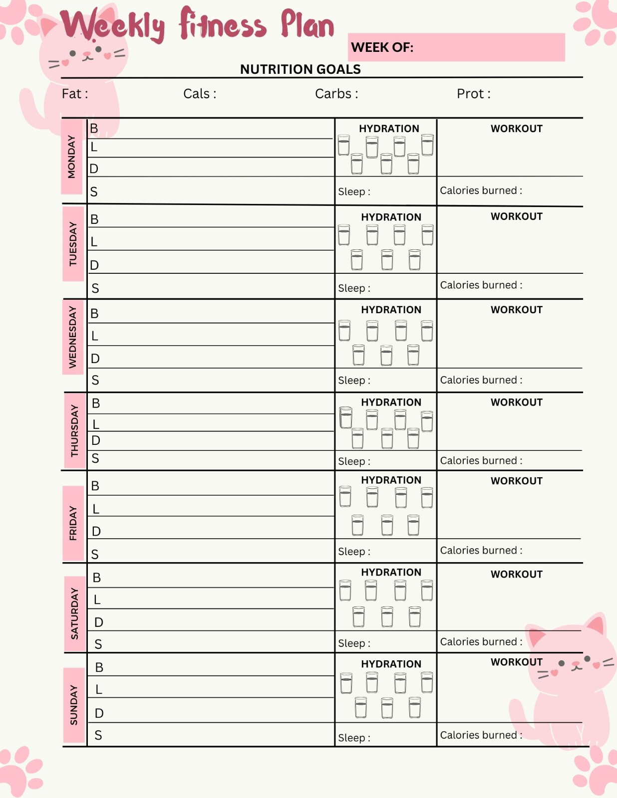 Digital Planner | Daily, Weekly, Monthly Fitness Goodnotes iPad Planner Pdf