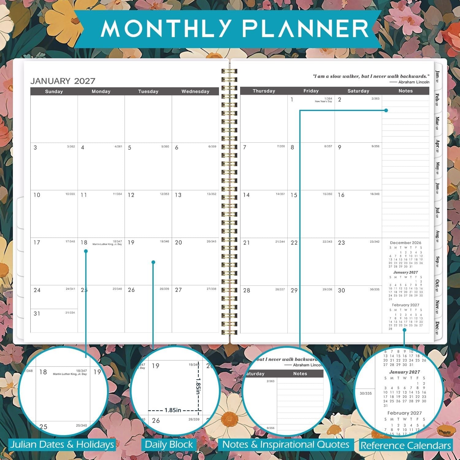 2026-2028 Inspirational Monthly Planner with Thick Paper & Twin-Wire Binding