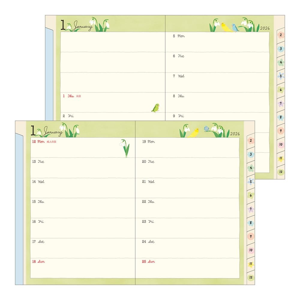 DESIGNPHIL midori Planner 2026 A6 Bird Pattern 22369006