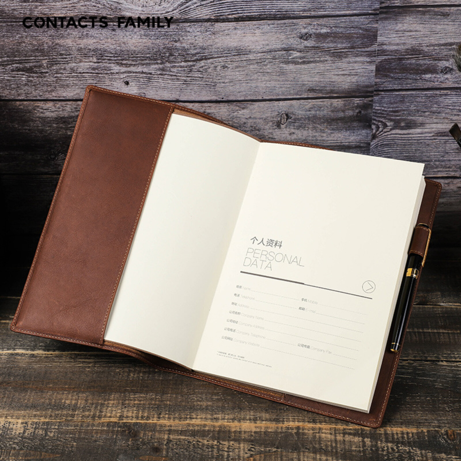 Handmade Crazy Horse Leather Notebook Cover with Pen Slot for B5 Journals