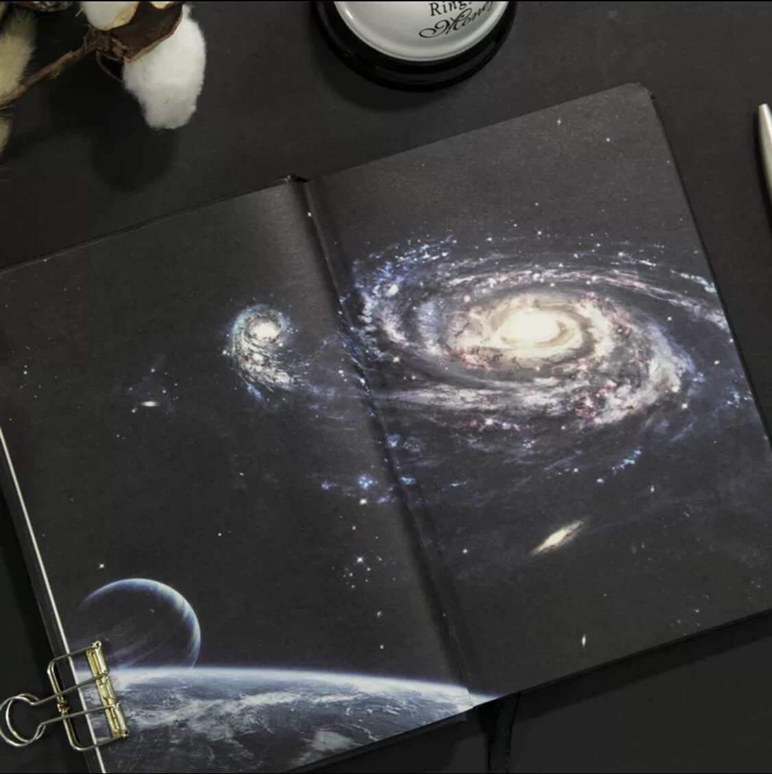 Notebook with AR, 5×7,4 in. Eye of the Universe, Moon, Planet, Hard Cover 112p