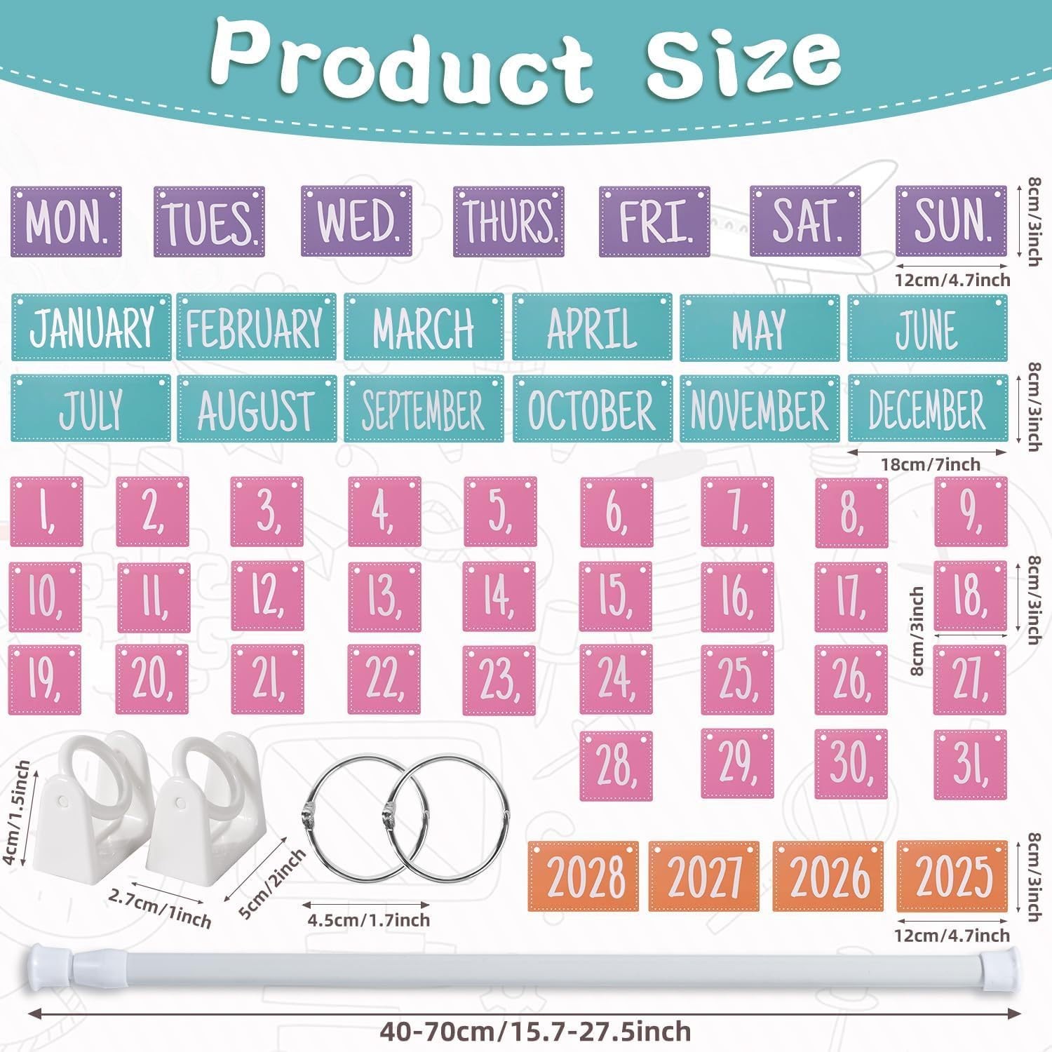 Rainbow Flip Calendar Holder Colorful Set Classroom Decoration 54 Data Cards