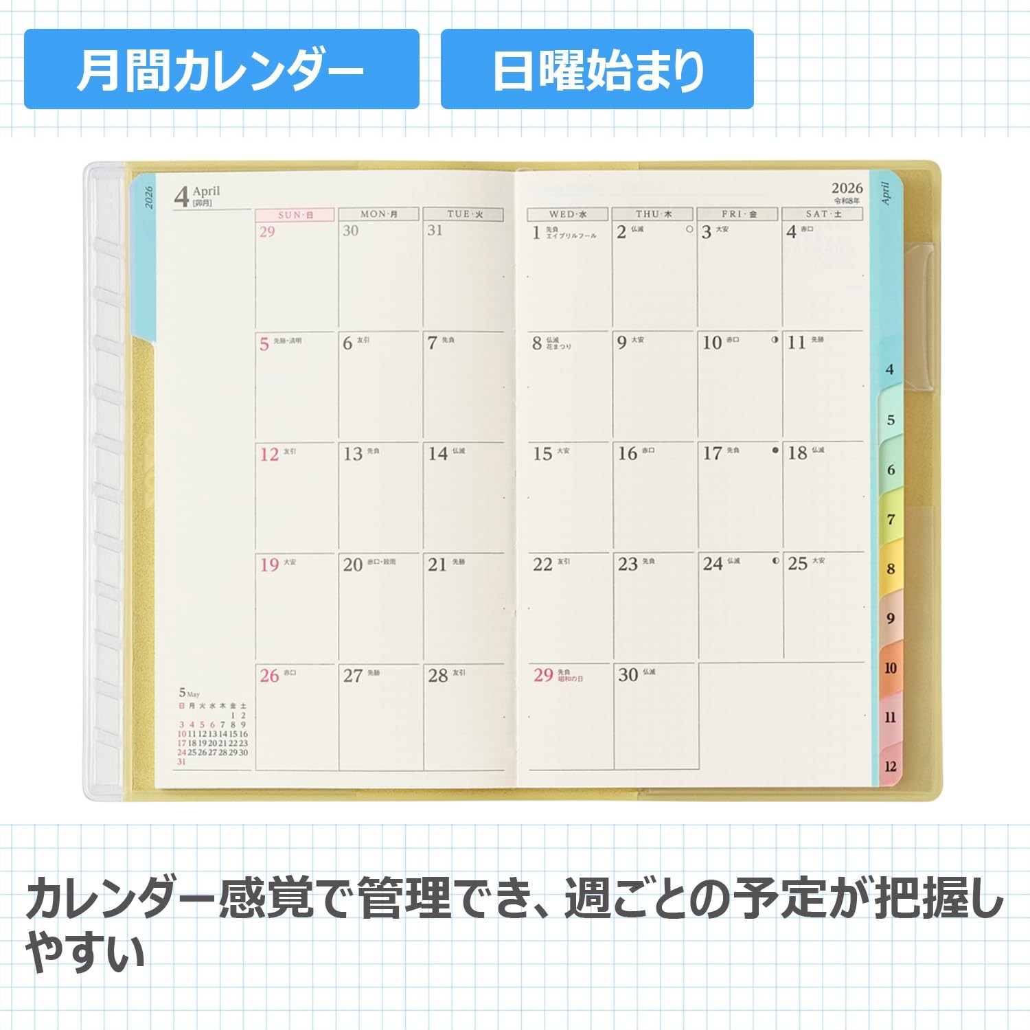 NOLTY Pagem Planner 2026 Weekly Grid Memo Pad, Lime Green, 2193