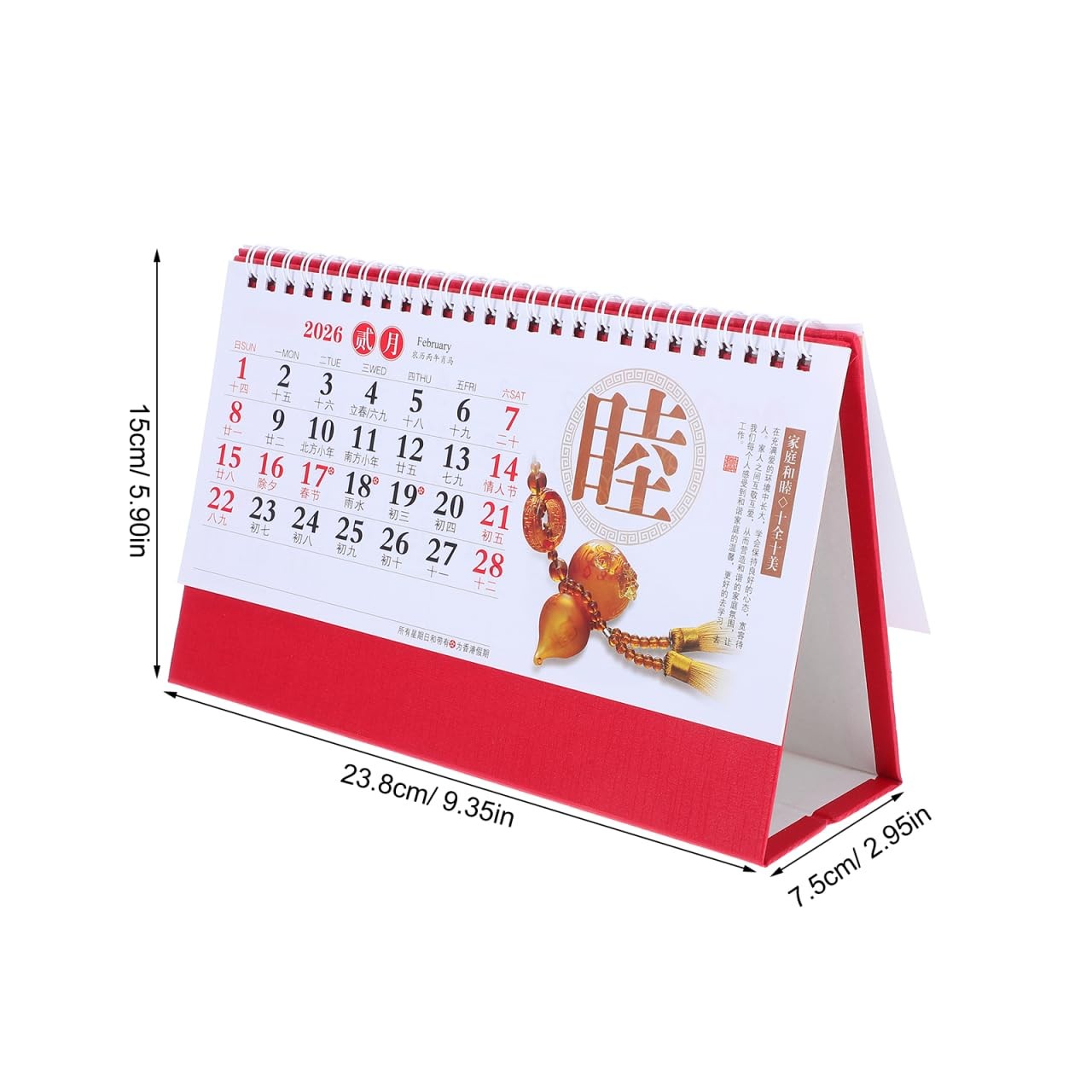 Desk Calendar: 2026 Chinese New Year Table Calendar Monthly Pages Flip Multi