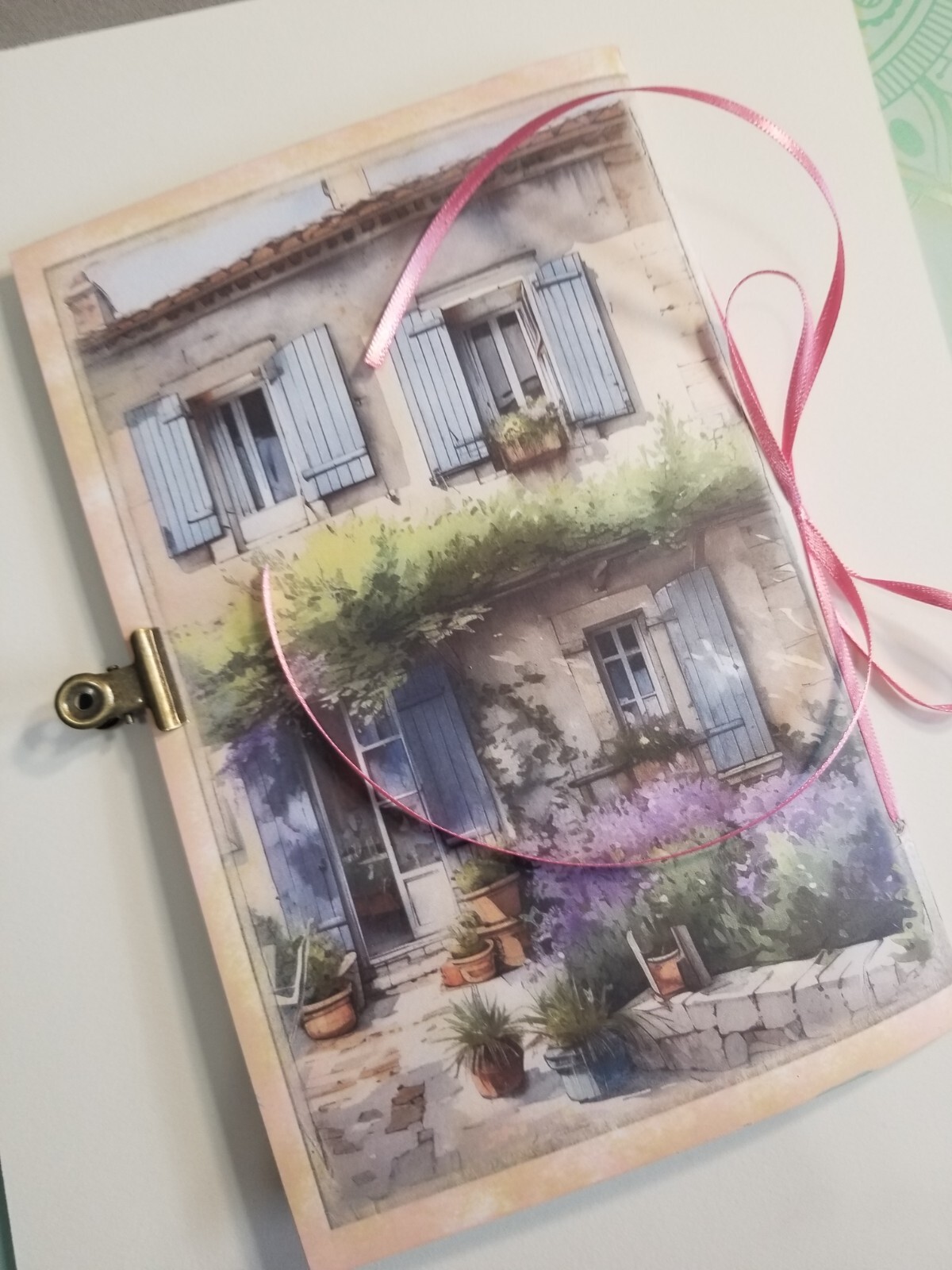 Junk Journal Blank Booklet “ARTIST’S STUDIO” HANDMADE PAINTING LG 8.5″x5.5″ 40pg