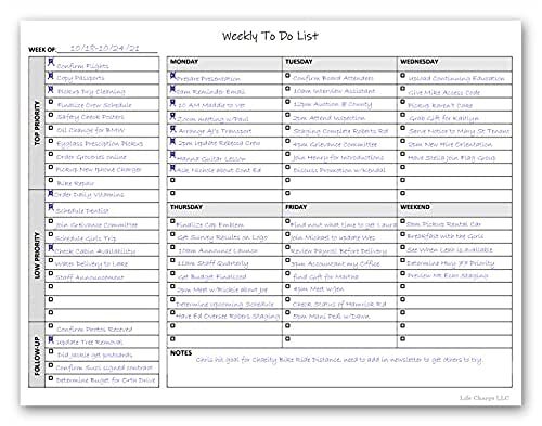 Weekly To-Do List Notepad 60 Pages 11×8.5in with Checklist Priority Notes