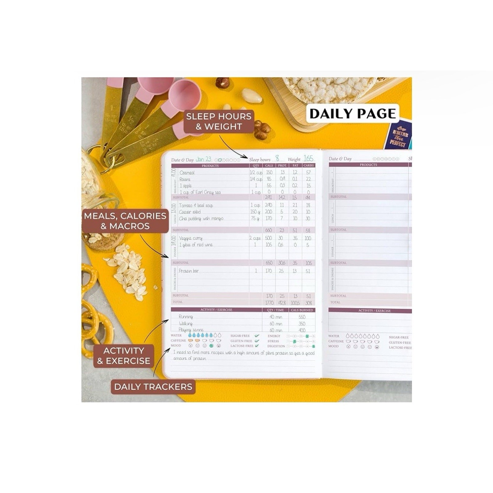Meal Planner Notebook Food Journal Daily Meal Prep Journal & Christmas Notebook