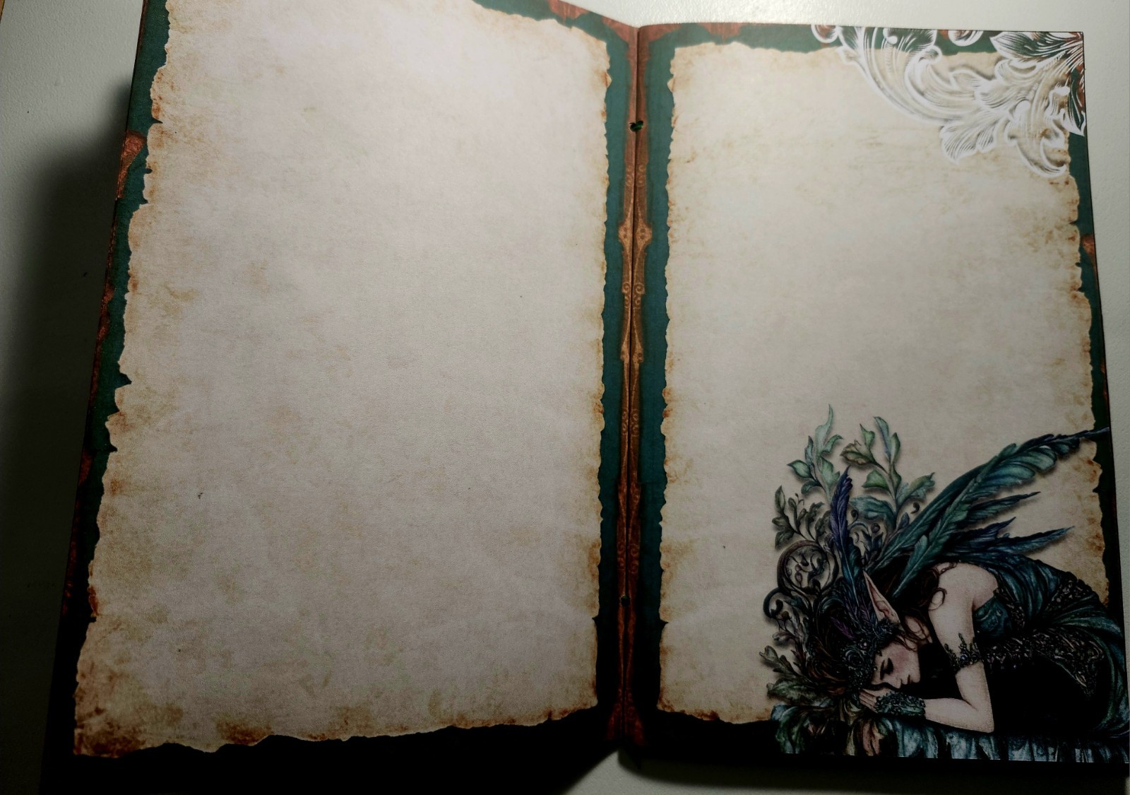 Junk Journal Blank Booklet “FANTASY FOREST” Handmade Fairies Lg 8.5″x5.5″ 40pg