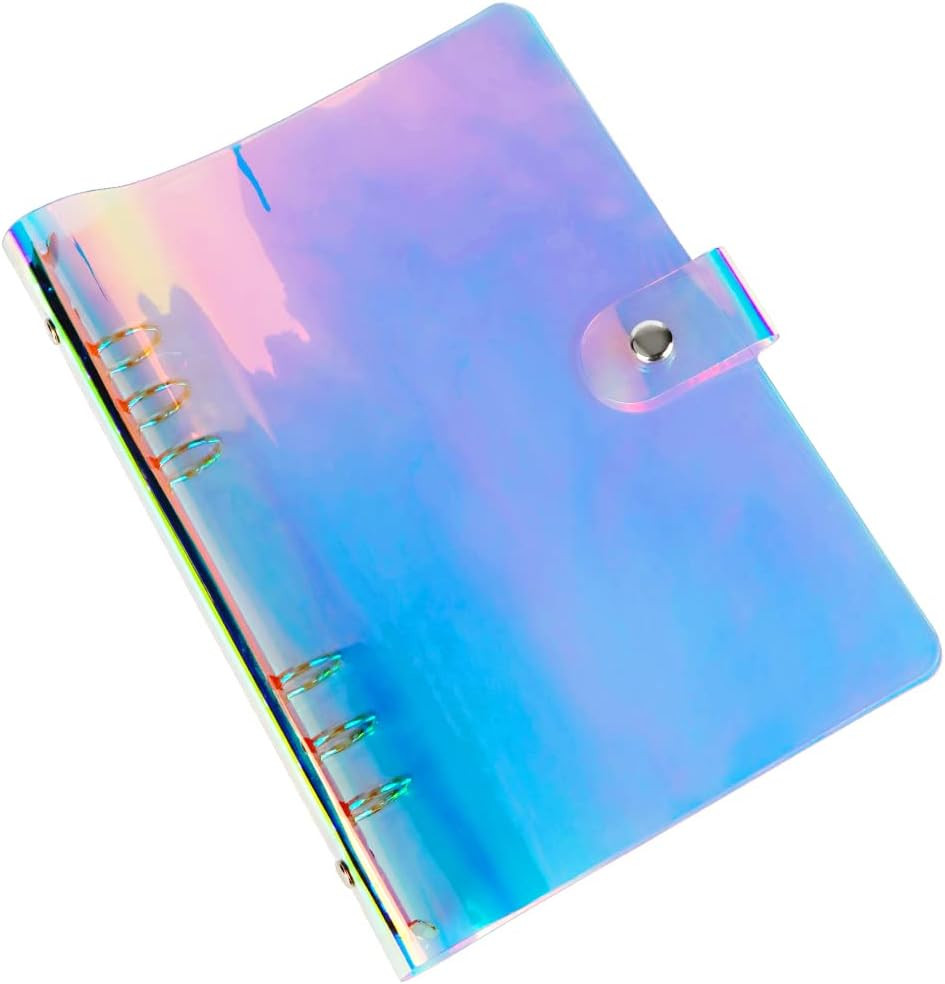 A5 Binder Cover 6-Ring Planner 7″x9.25″ Rainbow Colorful Soft PVC Notebook Sh…