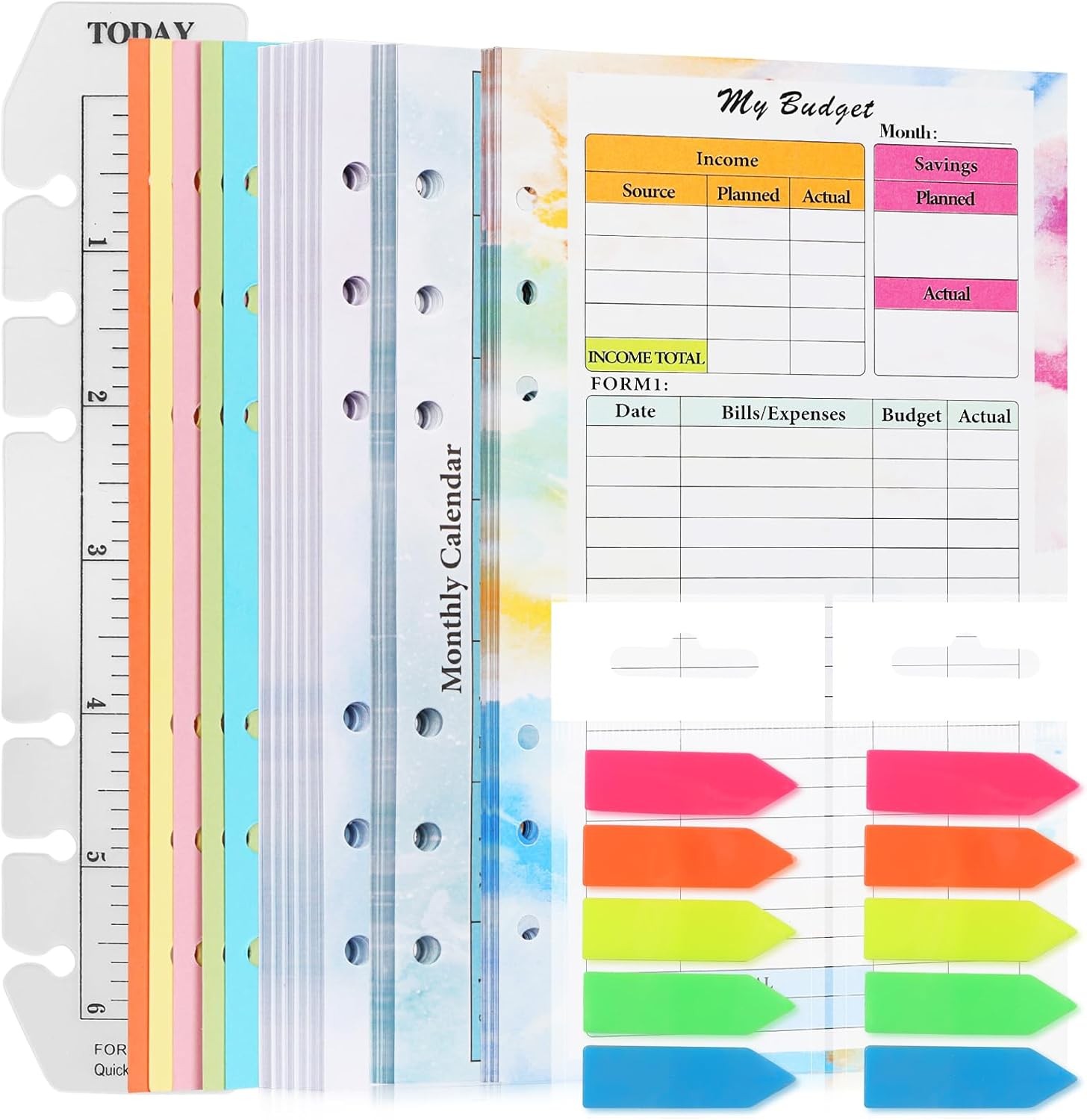 7 Pack A5 Planner Inserts Monthly Weekly Planner Refills Paper 6 Ring Ex