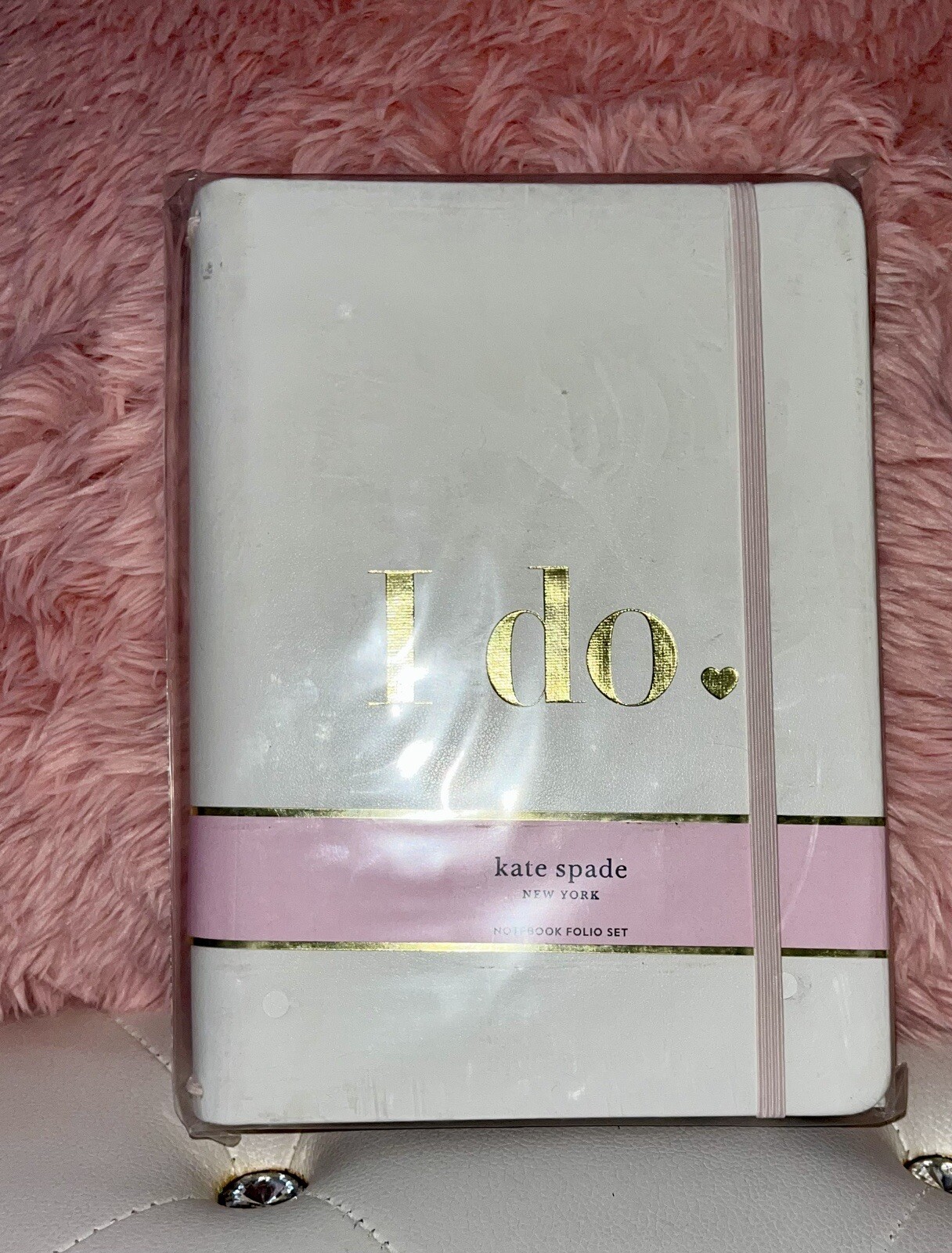 NEW Kate Spade Bridal “I Do” Pink White Gold Notebook Folio Set w/3 Notebooks