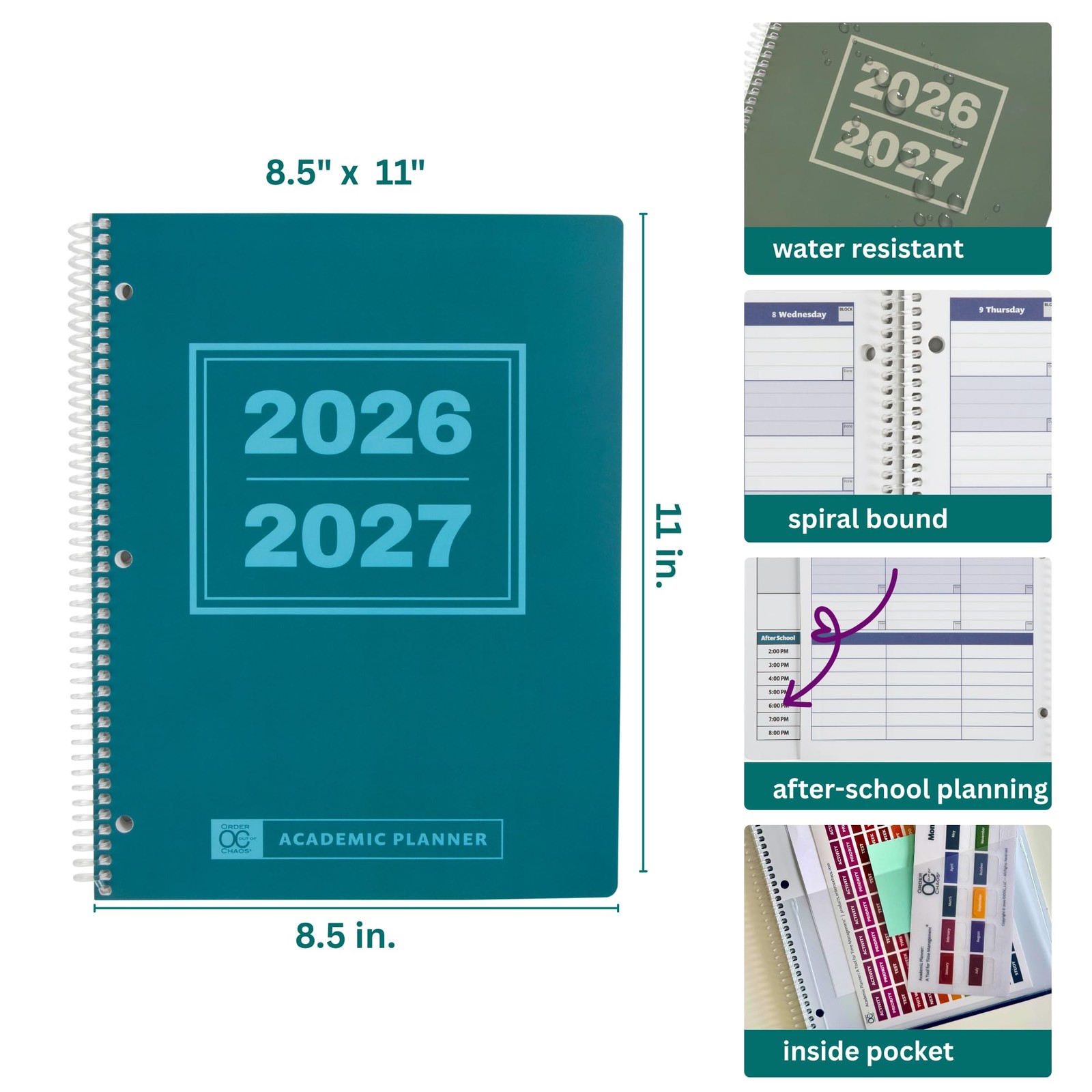 Order Out Of Chaos Academic Planner 2026-2027, Daily 8.5×11, Coastal Calm