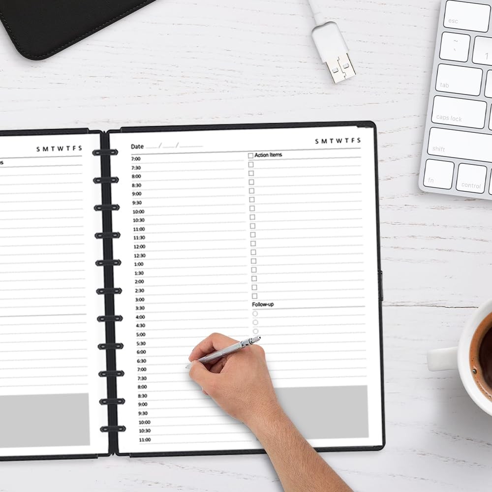 Letter Size Undated Daily Planner Refills, A4 8.5 X 11 Inch 100 Sheets, White