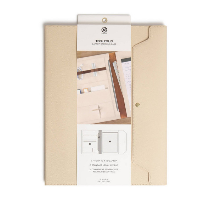 U Brands Vegan Leather Tech Folio – Cream