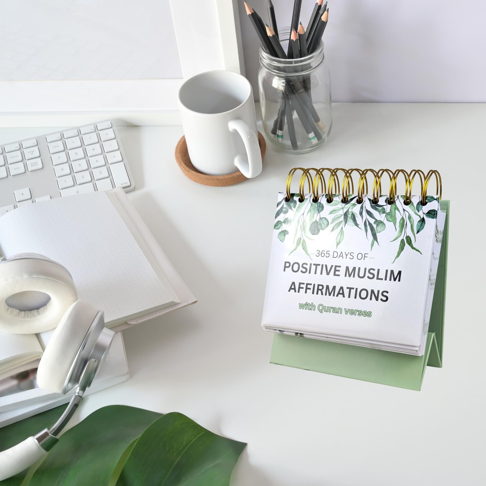 Islamic Positive Affirmations with Quran Verses, A6, Green