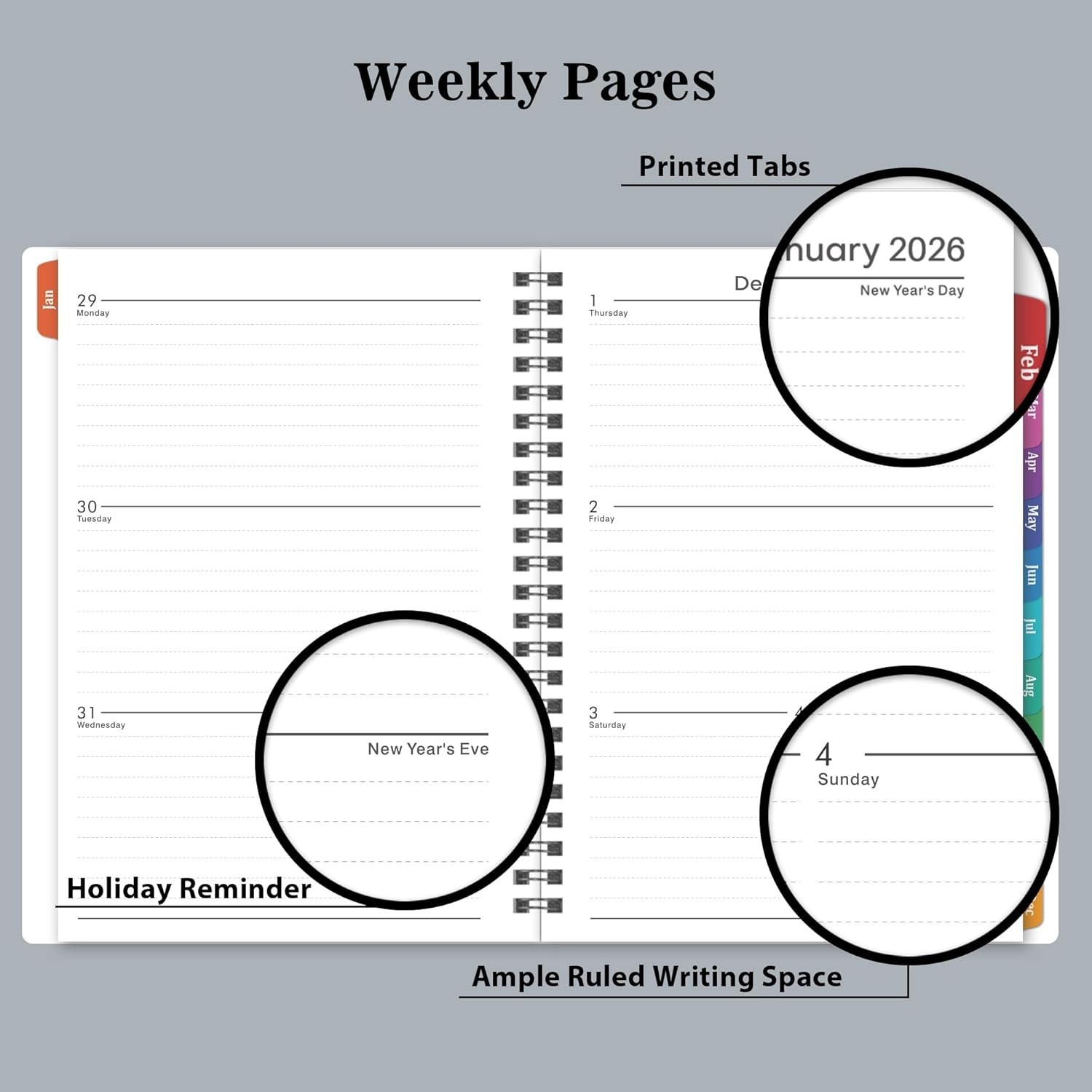 Adult 2026 Planner with Flexible Cover and Monthly Tabs