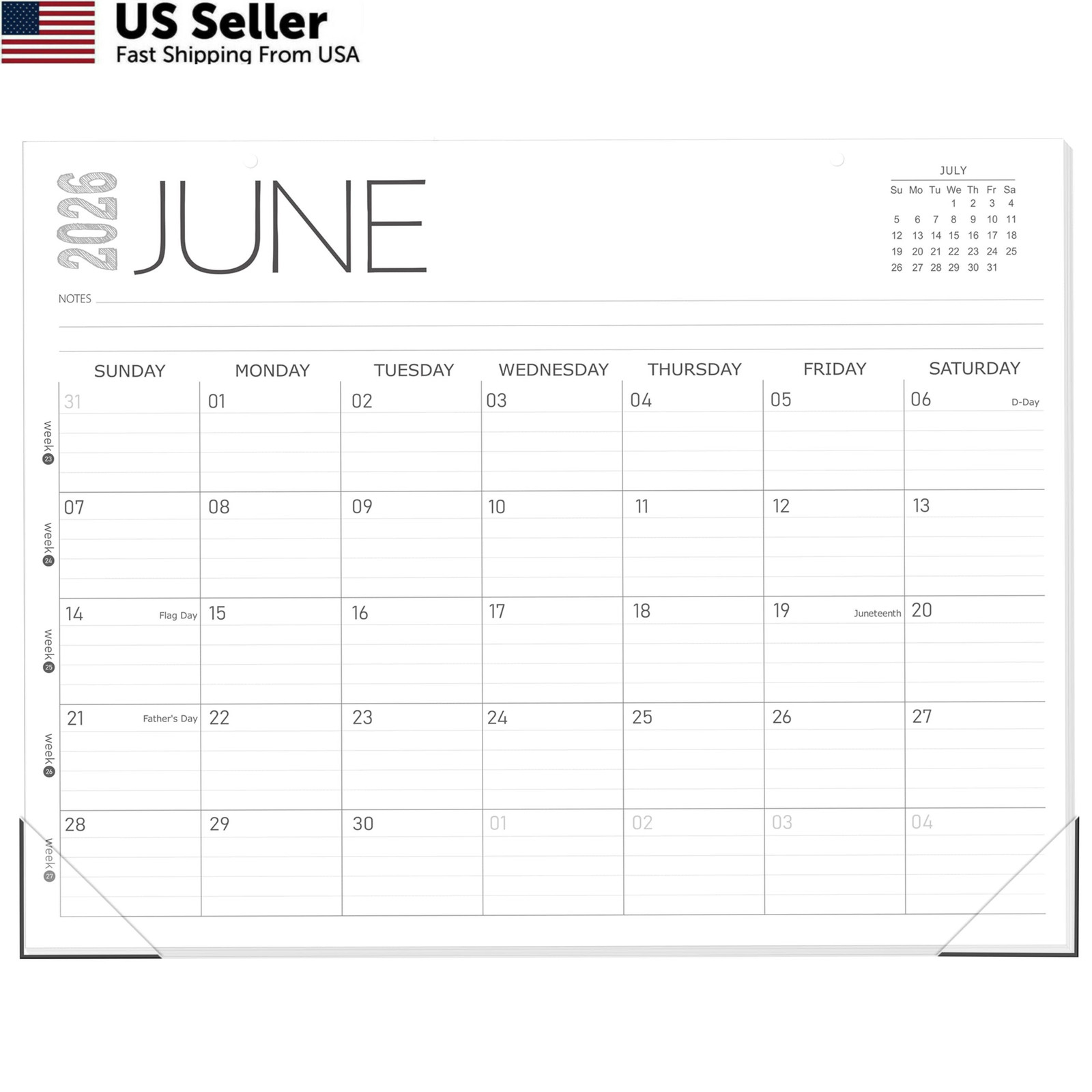 GuassLee Desk Calendar 2026, 12-Month 14″x11″, Jun White 12 month