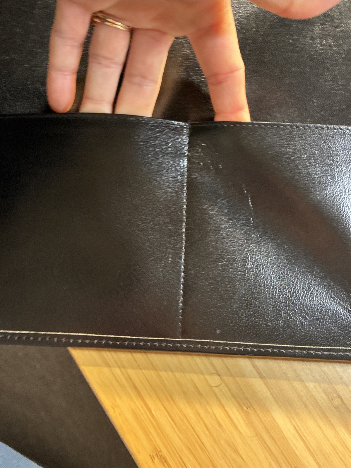 SevenKLeather Black Leather Folio Luxurious Leather Smells So Good! 12.5×10 in