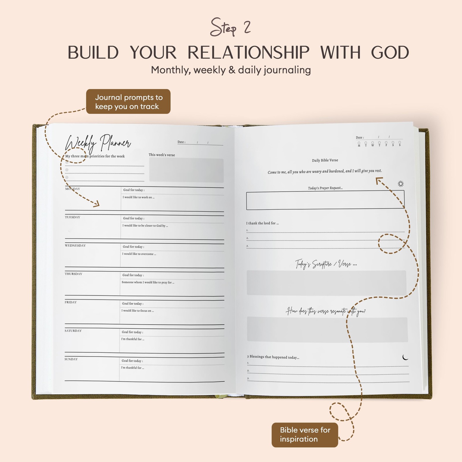 ilohaus Bible Journal & Prayer for Woman – 180-Day BEIGE-REJOICE