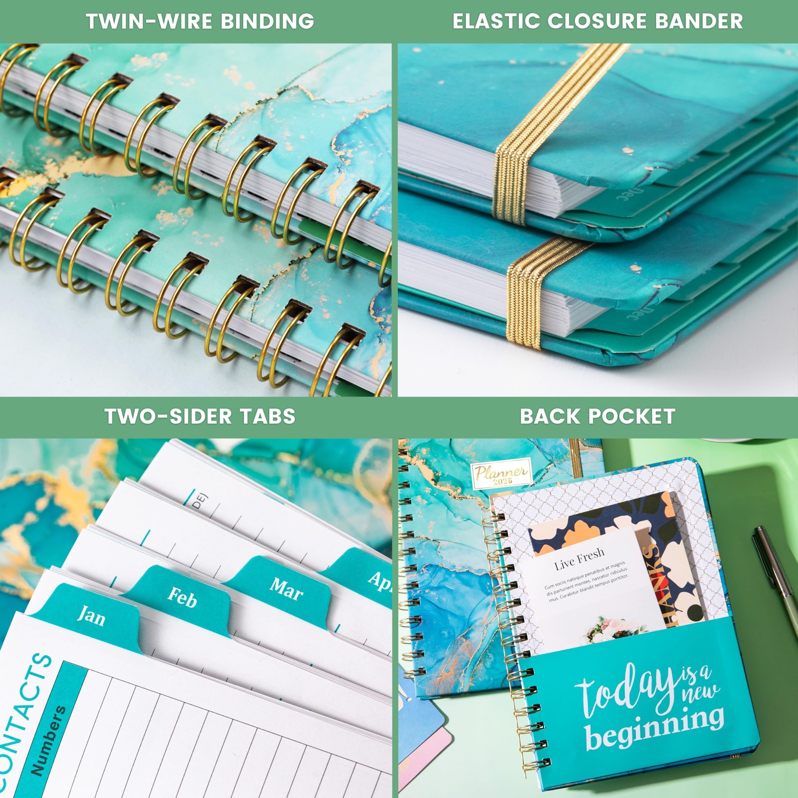 2026 Weekly & Monthly Planner with Tabs, Hardcover, Daily Organizer, 6.4″x8.5″