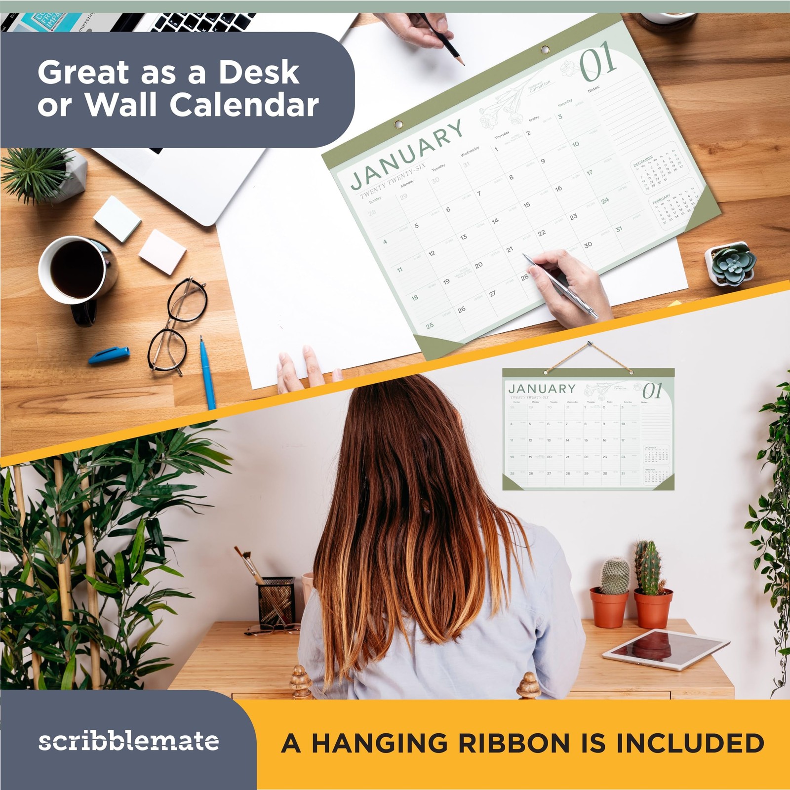 2026 Desk Calendar 17×12 Runs Until June 2027 Work Calendar with To-do List &…