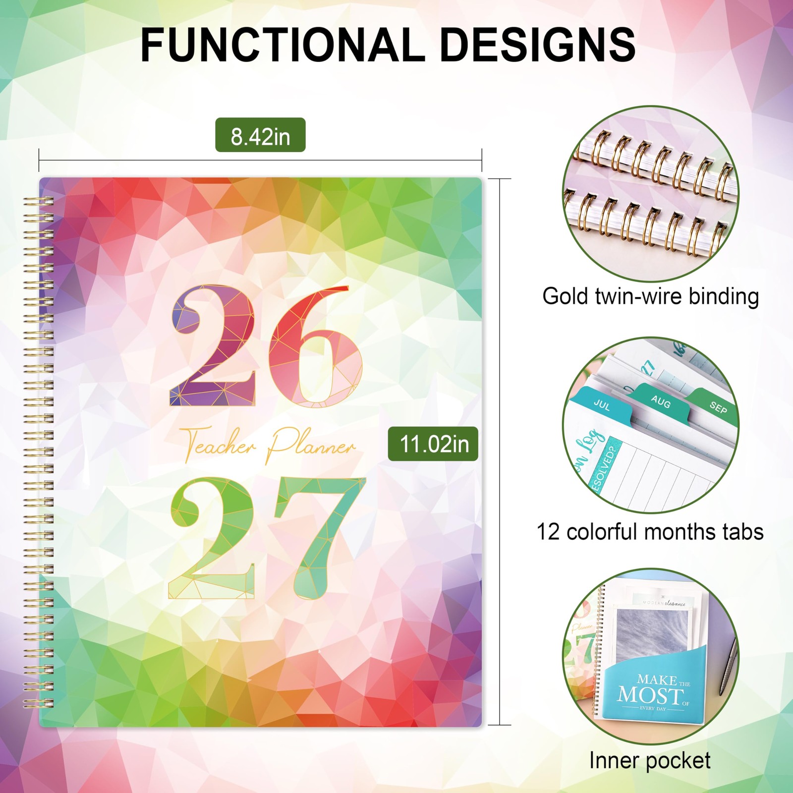 Teacher Planner 2026-2027 – Lesson Letter, Multicolor