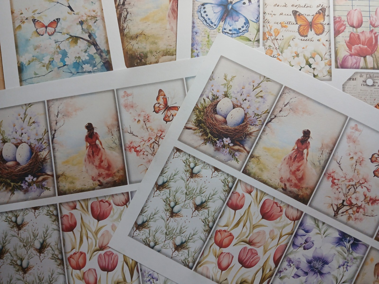 Junk Journal Booklet “OSTARA 2″ Spring Renewal Cards, Lg 6″x9” 40pg Ephemera+